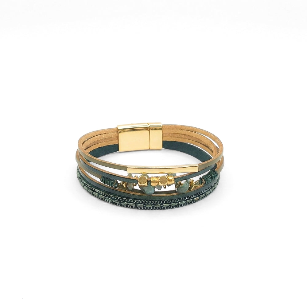 Boreal Moss Layered Cuff | Magnetic Bracelet