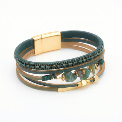 Boreal Moss Layered Cuff | Magnetic Bracelet