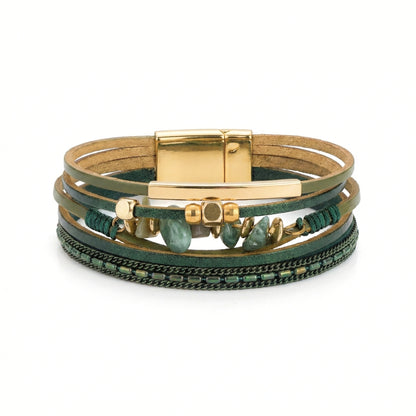 Boreal Moss Layered Cuff | Magnetic Bracelet