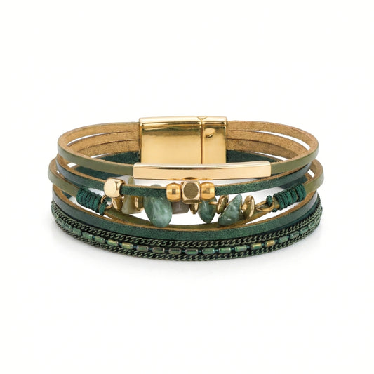 Boreal Moss Layered Cuff | Magnetic Bracelet