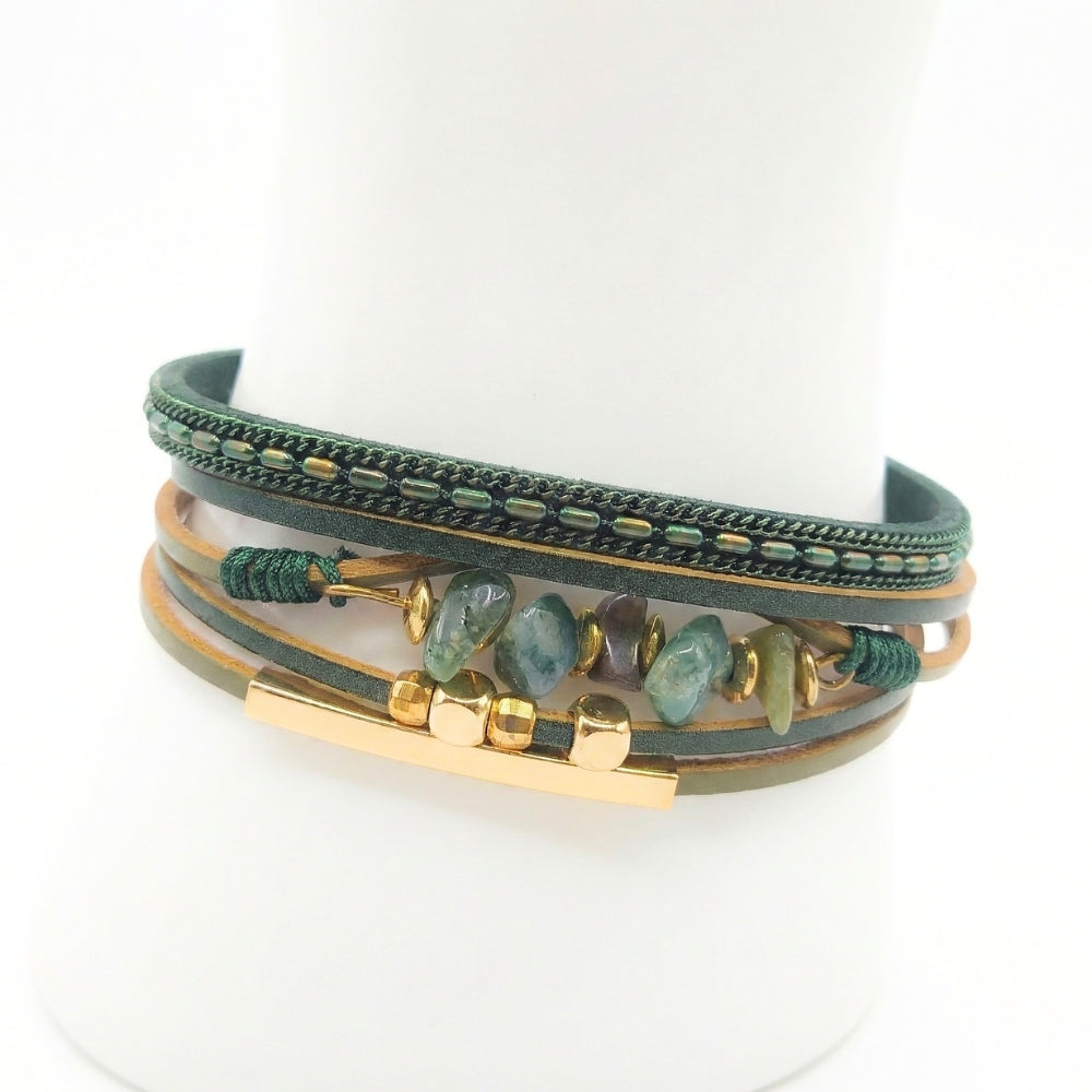 Boreal Moss Layered Cuff | Magnetic Bracelet