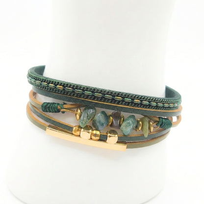 Boreal Moss Layered Cuff | Magnetic Bracelet