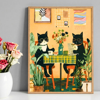 Breakfast Cats | Canvas Art Print