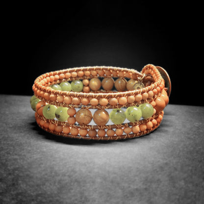 Canadian Jade & Sandalwood Cuff Bracelet