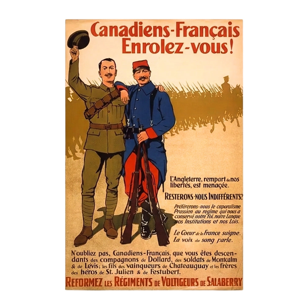 Canadiens-Français Enrolez-vous! [Vintage WWI Recruitment Ad] | Canvas Art Print