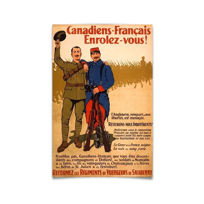 Canadiens-Français Enrolez-vous! [Vintage WWI Recruitment Ad] | Canvas Art Print