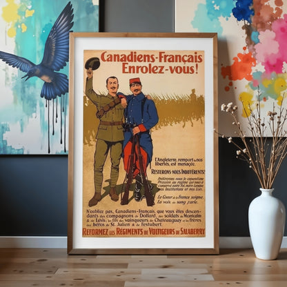 Canadiens-Français Enrolez-vous! [Vintage WWI Recruitment Ad] | Canvas Art Print