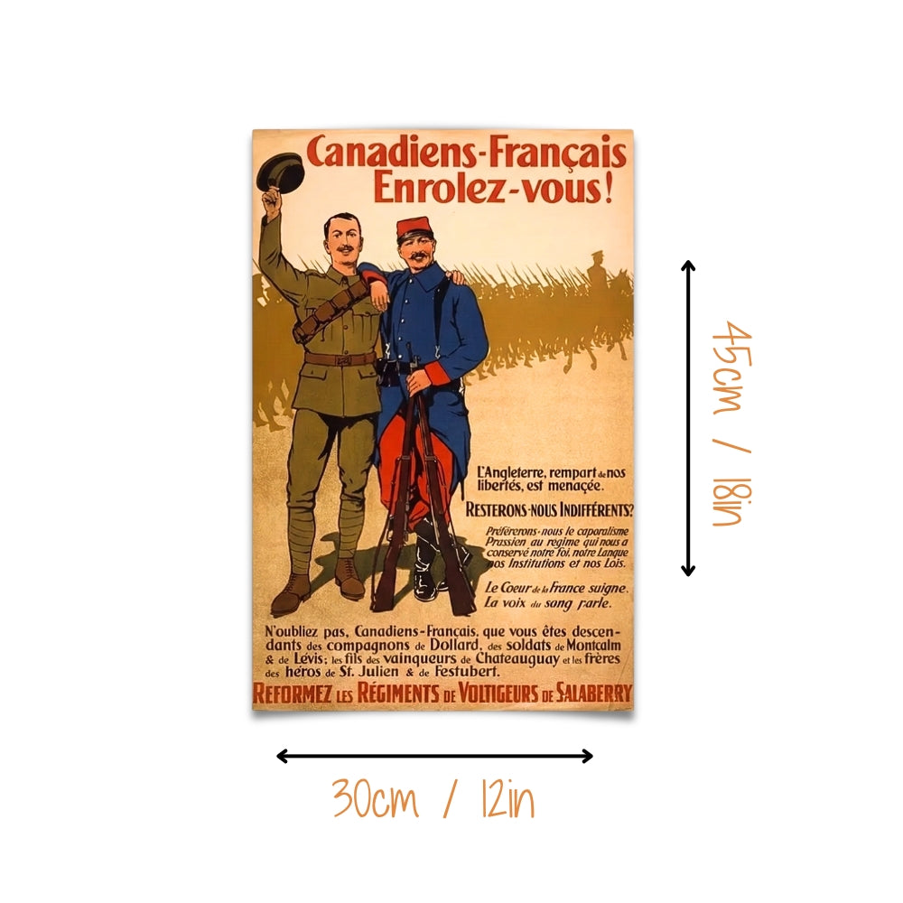Canadiens-Français Enrolez-vous! [Vintage WWI Recruitment Ad] | Canvas Art Print