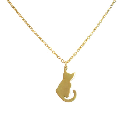Cat Silhouette Necklace (Gold)