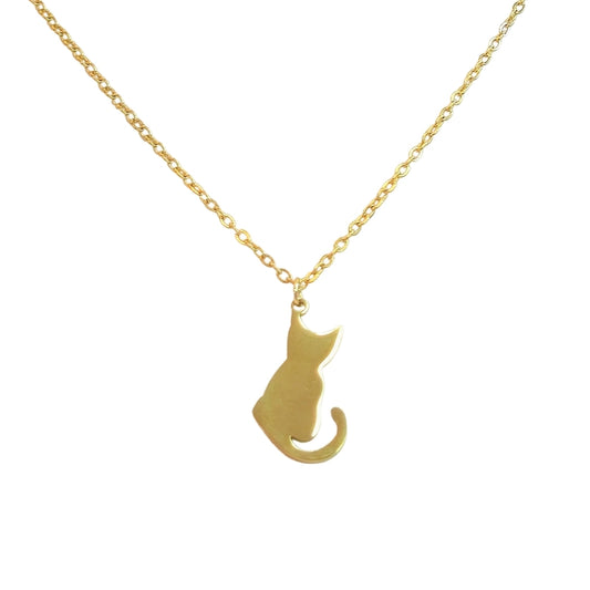 Cat Silhouette Necklace (Gold)