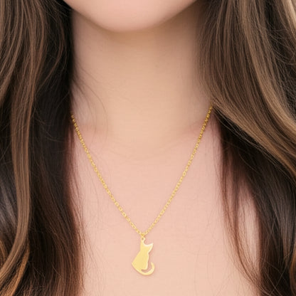 Cat Silhouette Necklace (Gold)