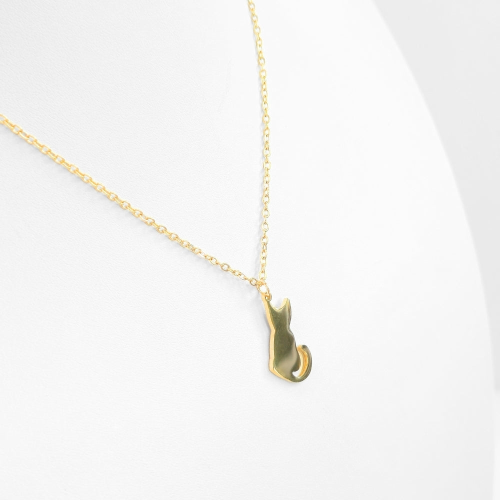 Cat Silhouette Necklace (Gold)