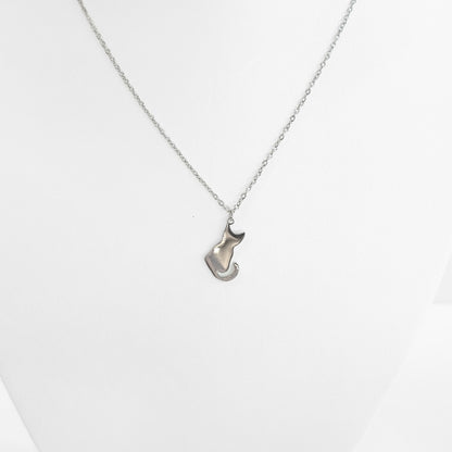 Cat Silhouette Necklace (Silver)