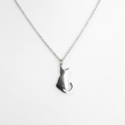 Cat Silhouette Necklace (Silver)
