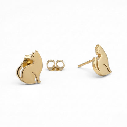 Golden Cat Silhouette Studs | Earrings