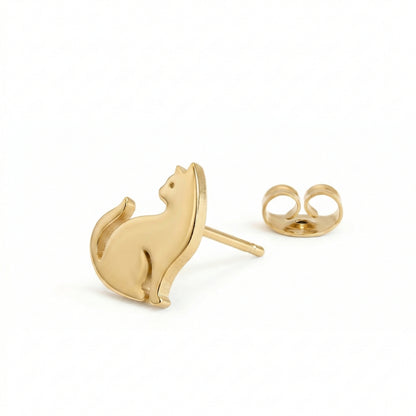 Golden Cat Silhouette Studs | Earrings