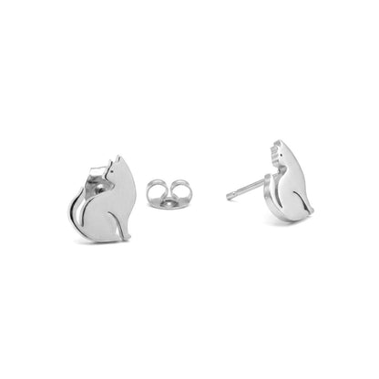 Stainless Steel Cat Silhouette Studs | Earrings