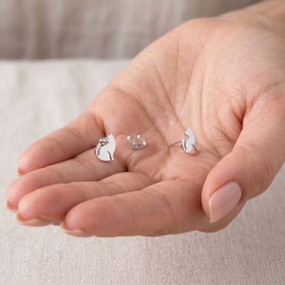 Stainless Steel Cat Silhouette Studs | Earrings