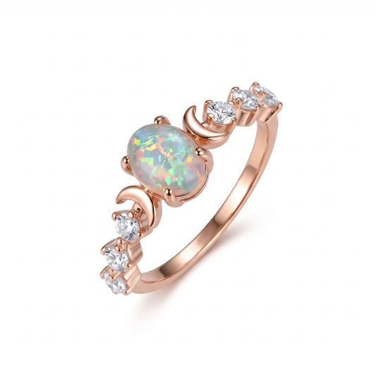 Celestial Iridescent Opal & Rose Gold | Ring