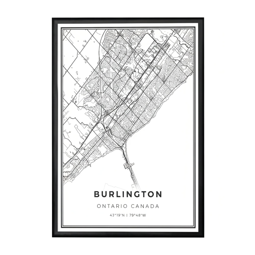 City of Burlington Minimalist Map | Canvas Art Print