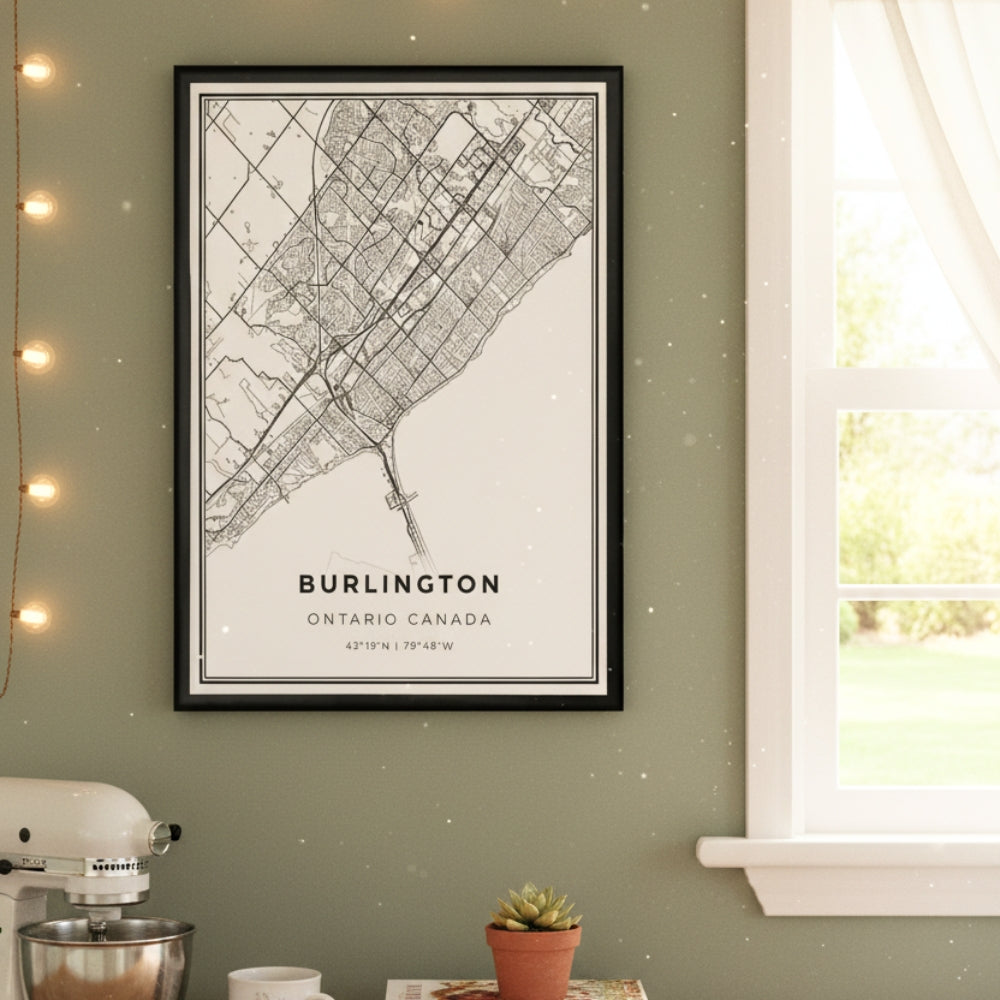 City of Burlington Minimalist Map | Canvas Art Print