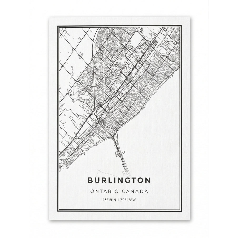 City of Burlington Minimalist Map | Canvas Art Print