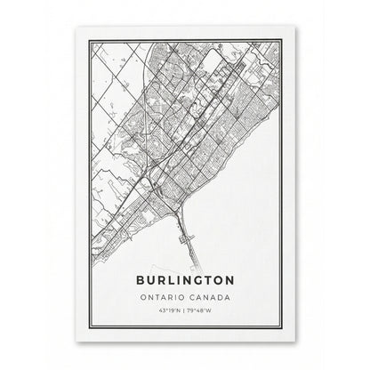 City of Burlington Minimalist Map | Canvas Art Print