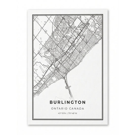 City of Burlington Minimalist Map | Canvas Art Print