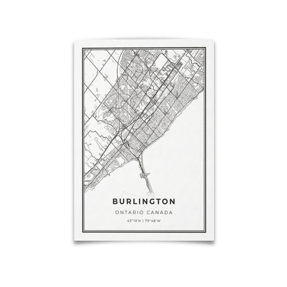 City of Burlington Minimalist Map | Canvas Art Print