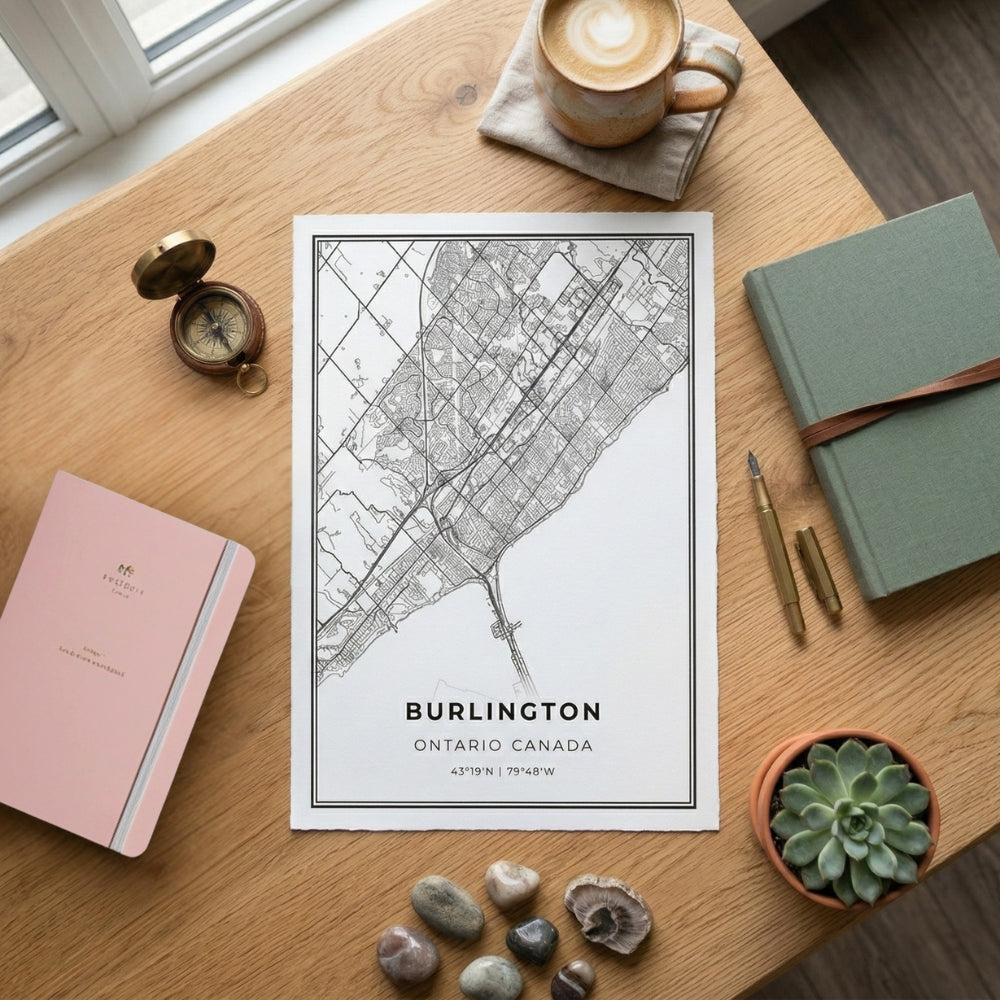 City of Burlington Minimalist Map | Canvas Art Print