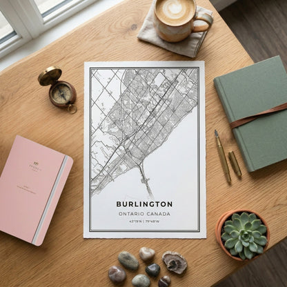 City of Burlington Minimalist Map | Canvas Art Print