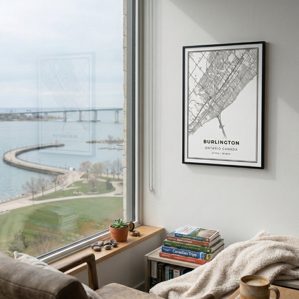 City of Burlington Minimalist Map | Canvas Art Print