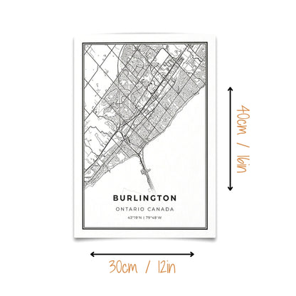 City of Burlington Minimalist Map | Canvas Art Print