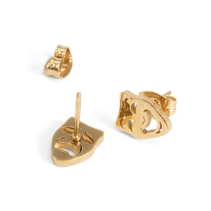 Comedy & Tragedy Theatre Mask Studs [Gold] | Earrings