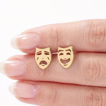 Comedy & Tragedy Theatre Mask Studs [Gold] | Earrings