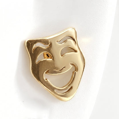 Comedy & Tragedy Theatre Mask Studs [Gold] | Earrings