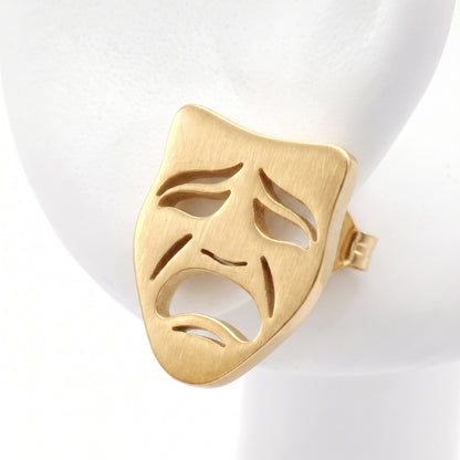 Comedy & Tragedy Theatre Mask Studs [Gold] | Earrings