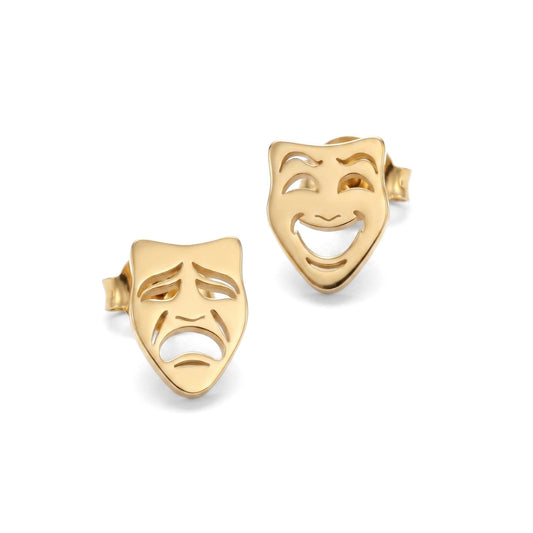 Comedy & Tragedy Theatre Mask Studs [Gold] | Earrings