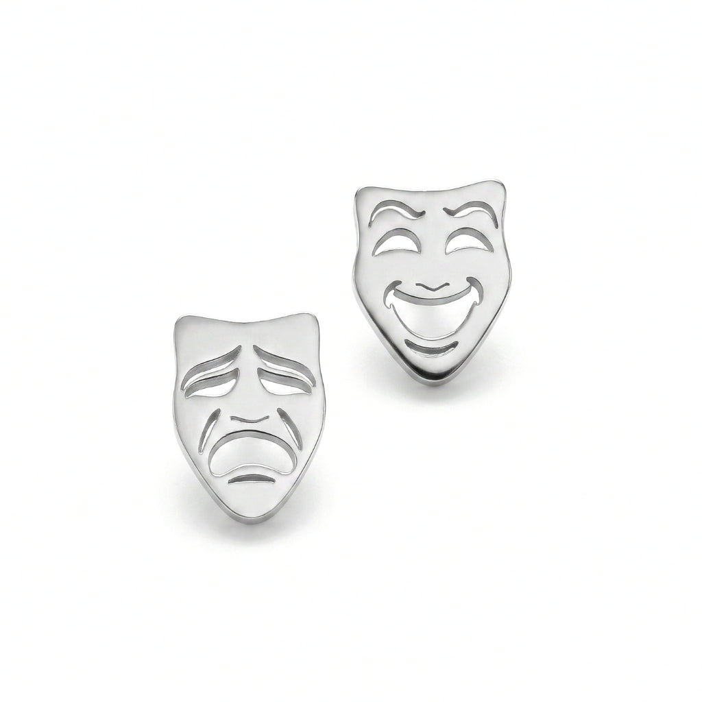 Comedy & Tragedy Theatre Mask Studs [Silver] | Earrings