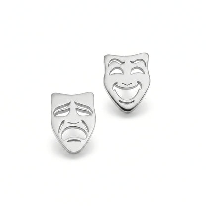 Comedy & Tragedy Theatre Mask Studs [Silver] | Earrings