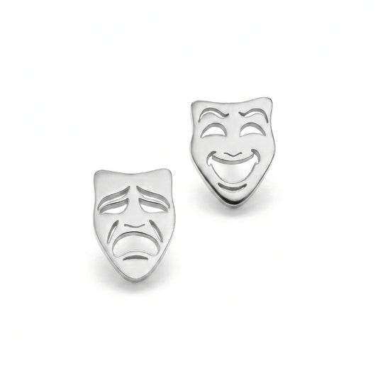 Comedy & Tragedy Theatre Mask Studs [Silver] | Earrings