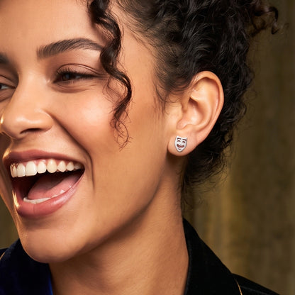 Comedy & Tragedy Theatre Mask Studs [Silver] | Earrings