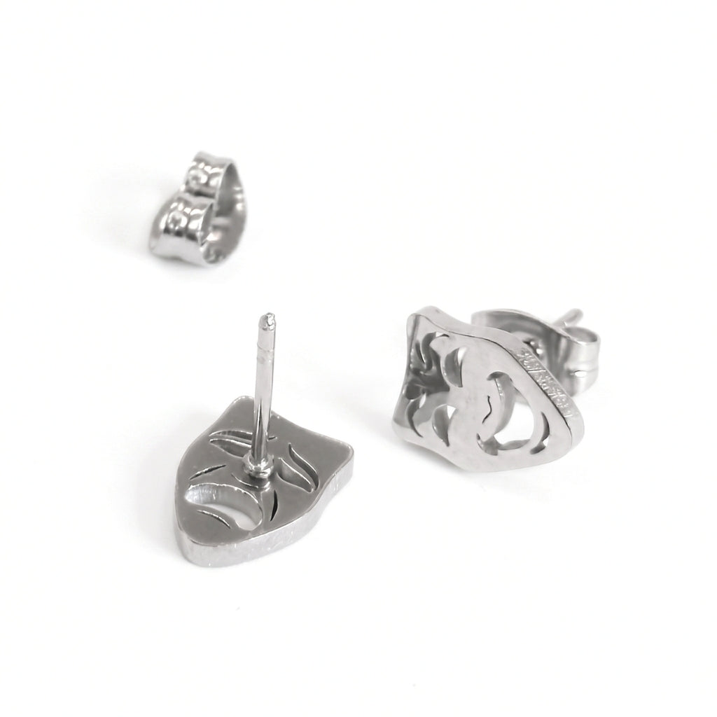 Comedy & Tragedy Theatre Mask Studs [Silver] | Earrings