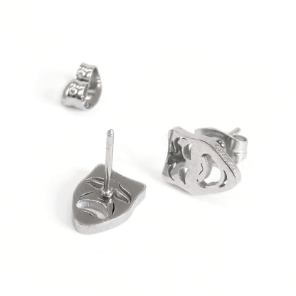 Comedy & Tragedy Theatre Mask Studs [Silver] | Earrings