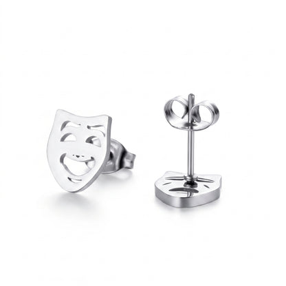 Comedy & Tragedy Theatre Mask Studs [Silver] | Earrings
