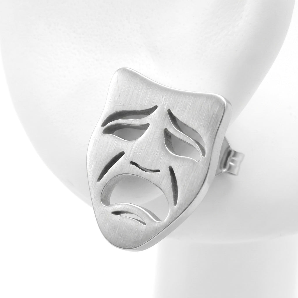 Comedy & Tragedy Theatre Mask Studs [Silver] | Earrings