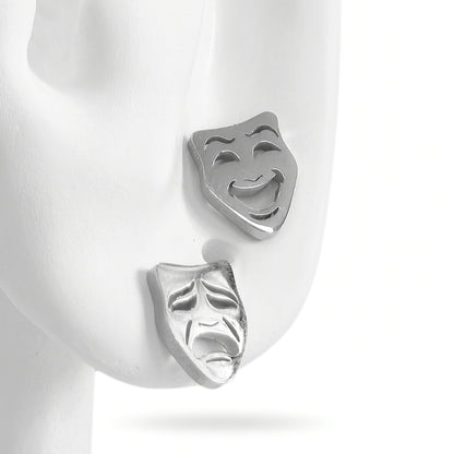 Comedy & Tragedy Theatre Mask Studs [Silver] | Earrings