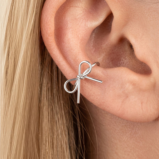 Dainty Bow Cuff [Silver] | Earrings