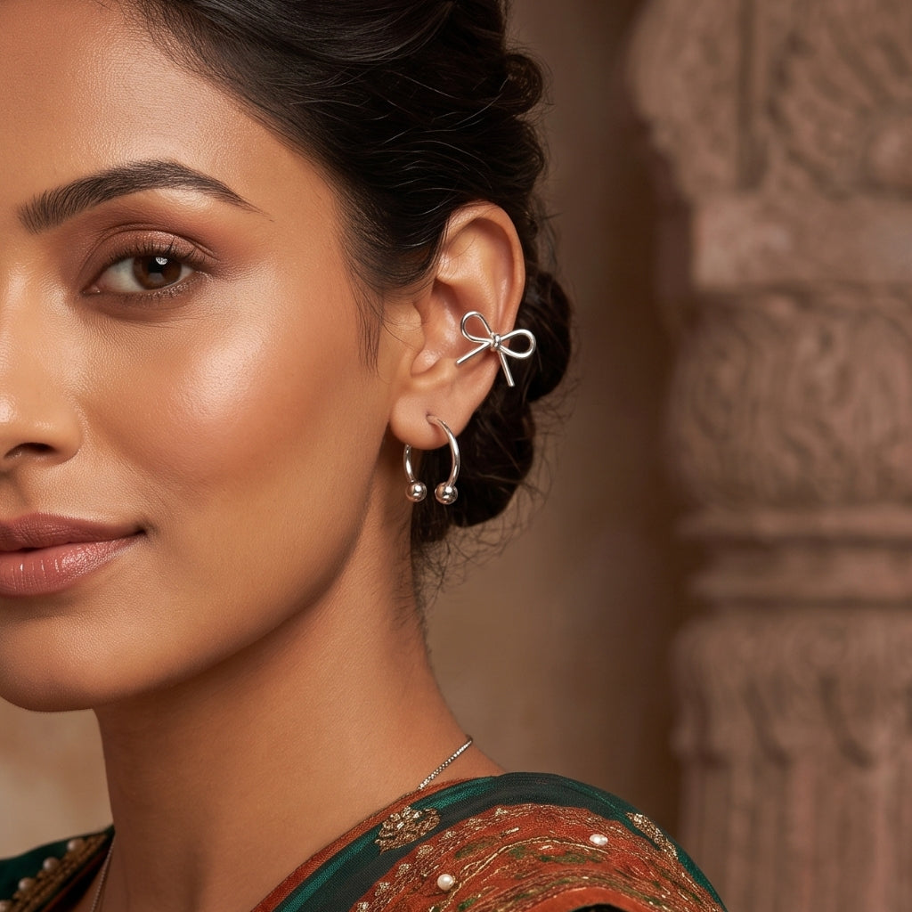 Manchette d'oreille nœud délicat | Boucles d'oreilles