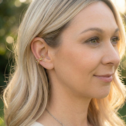 Manchette d'oreille nœud délicat | Boucles d'oreilles